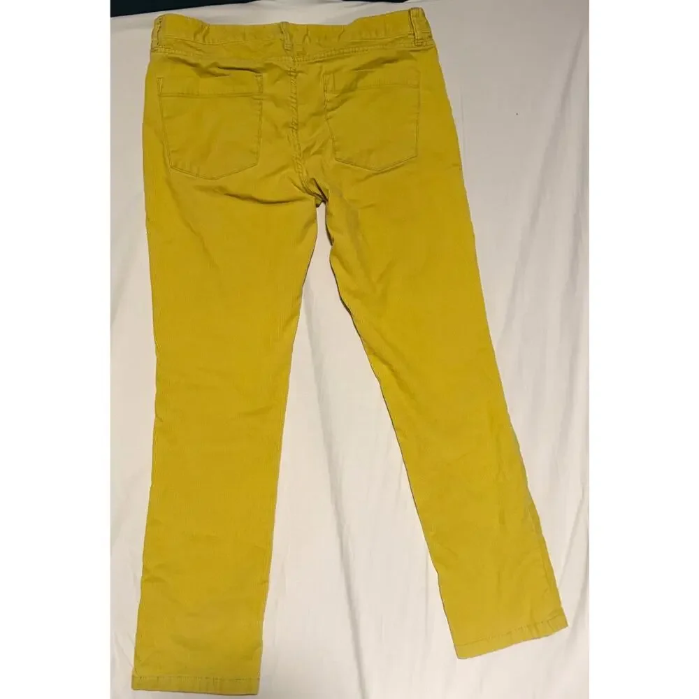 J. Crew Yellow Corduroy Pants Women's 32S City Fit Straight Leg Preppy